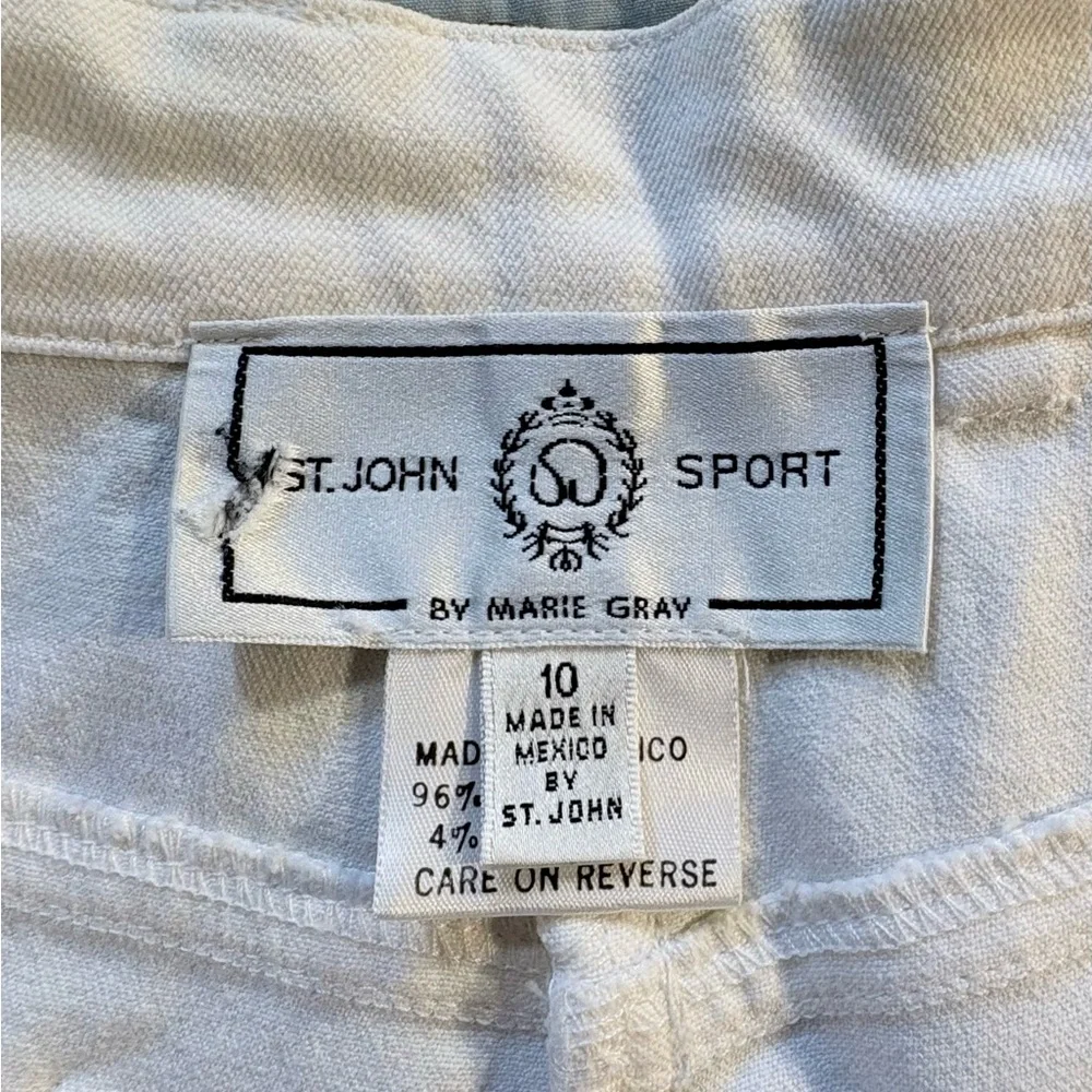 St. John Sport by Marie Gray Cream Cotton Blend Straight Leg Trousers Sz 10💚